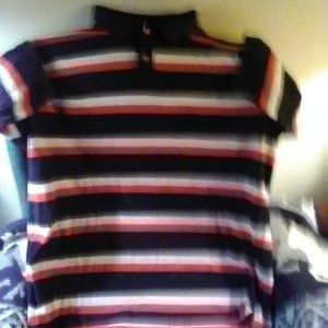 MAN Alive striped polo shirt white red black XL